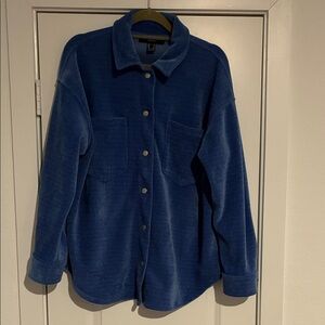 Forever 21 Soft Corduroy like Oversized Jacket in Blue